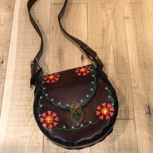 Vintage leather handmade shoulder bag